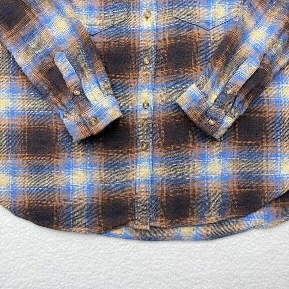 American Eagle Womens SM Plaid Flannel Shirt Boyfriend Grunge Cabincore Western - Picture 3 of 10